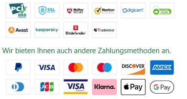 Sichere Zahlung - PCI DSS, SSL, Norton, McAfee